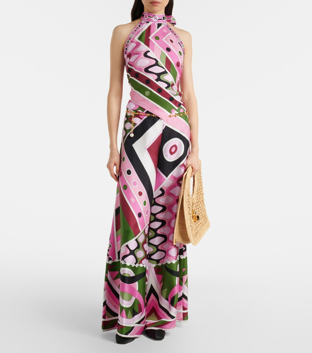 Pucci Vivara silk satin wide-leg pants