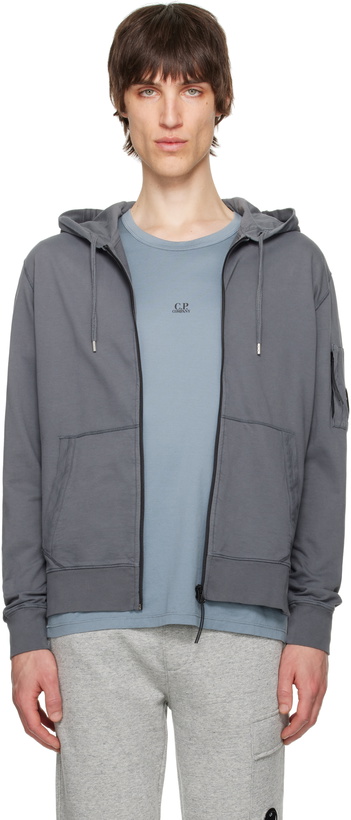 Photo: C.P. Company Gray Light Fleece Full Zip Hoodie