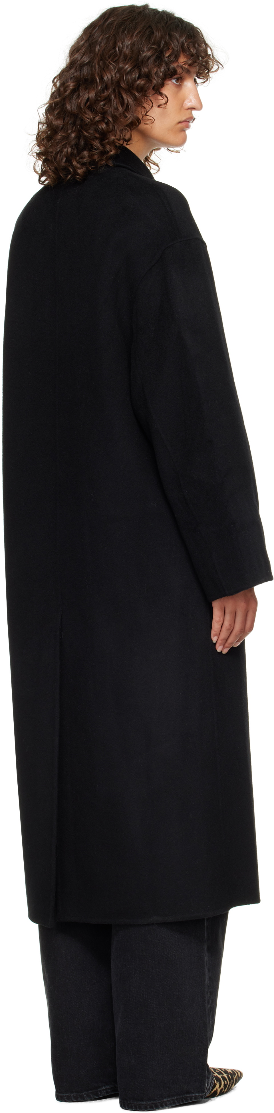 Loulou de Saison Black Borneo LDS Wool Drap Coat
