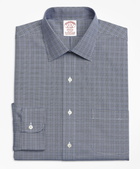 Brooks Brothers Men's Stretch Madison Relaxed-Fit Dress Shirt, Non-Iron Glen Plaid | Navy