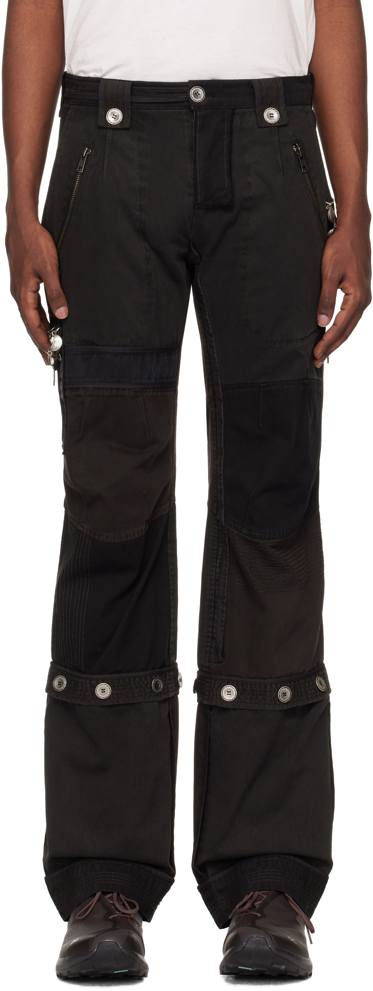 HYEIN SEO Black Convertible Patchwork Trousers Hyein Seo