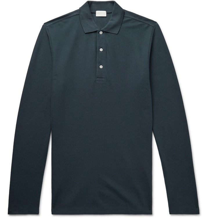 Photo: Handvaerk - Slim-Fit Pima Cotton-Piqué Polo Shirt - Blue