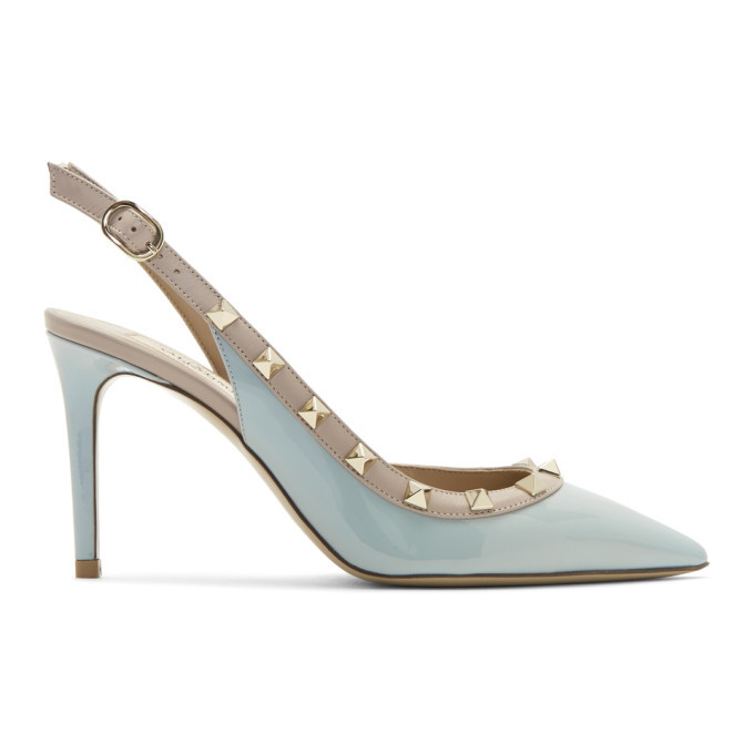 Valentino Blue Valentino Garavani Rockstud Slingback Heels