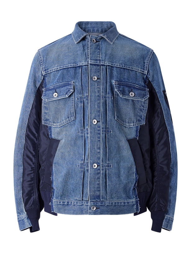 Photo: Sacai - Denim and Nylon-Twill Bomber Jacket - Blue