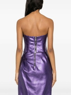 LaQuan Smith Purple Metallic Leather Top