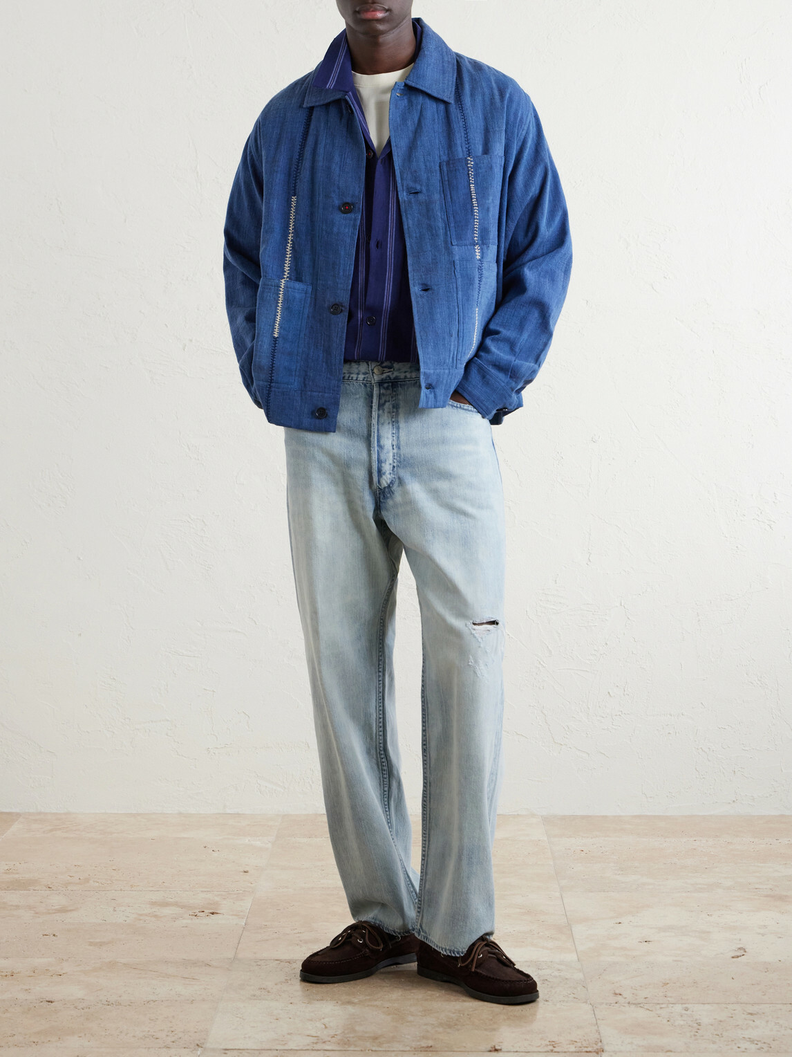 Kardo - Bodhi Cotton-Jacquard Jacket - Blue