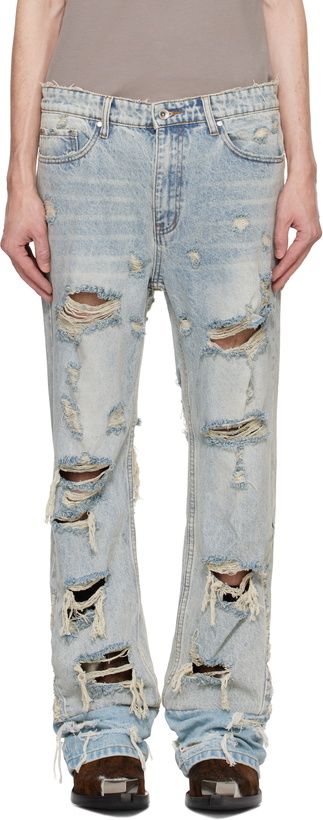 Who Decides War by MRDR BRVDO Blue Anti-666 Logo Jeans WHO DECIDES  