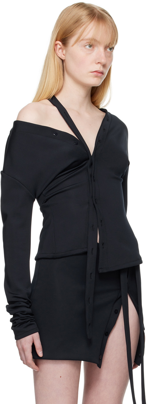 Jade Cropper Navy Strap Shirt