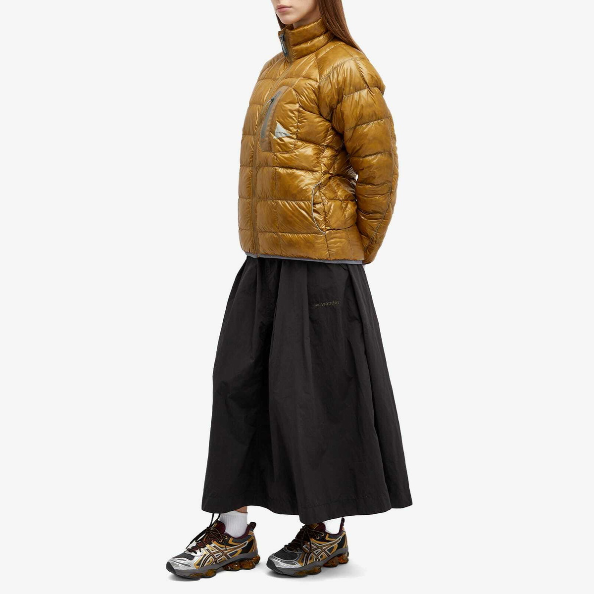 and wander Diamond Stitch Down Jacket in Camel