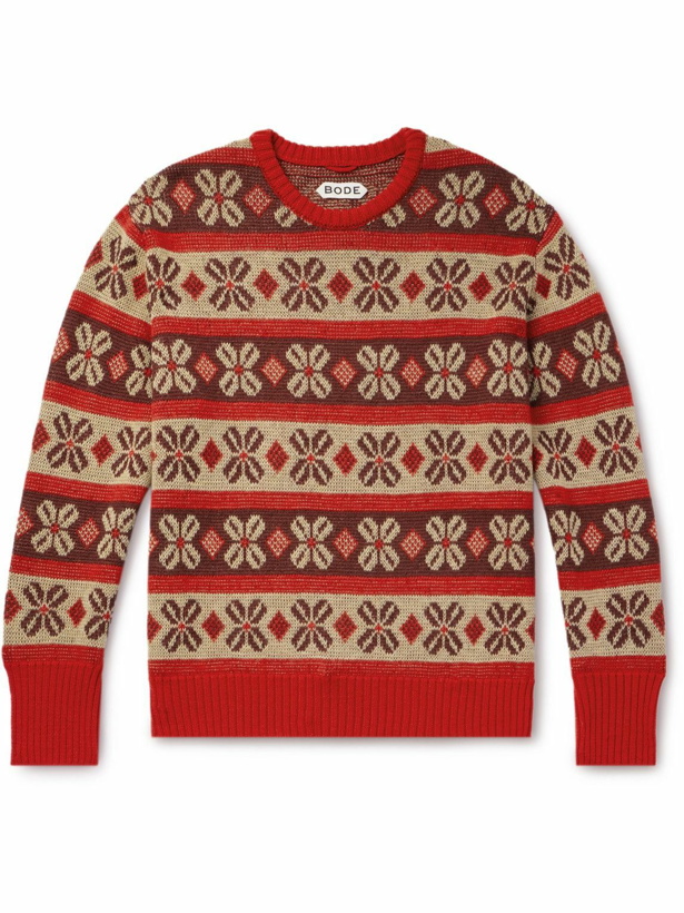 Photo: BODE - Begonia Wool-Jacquard Sweater - Red