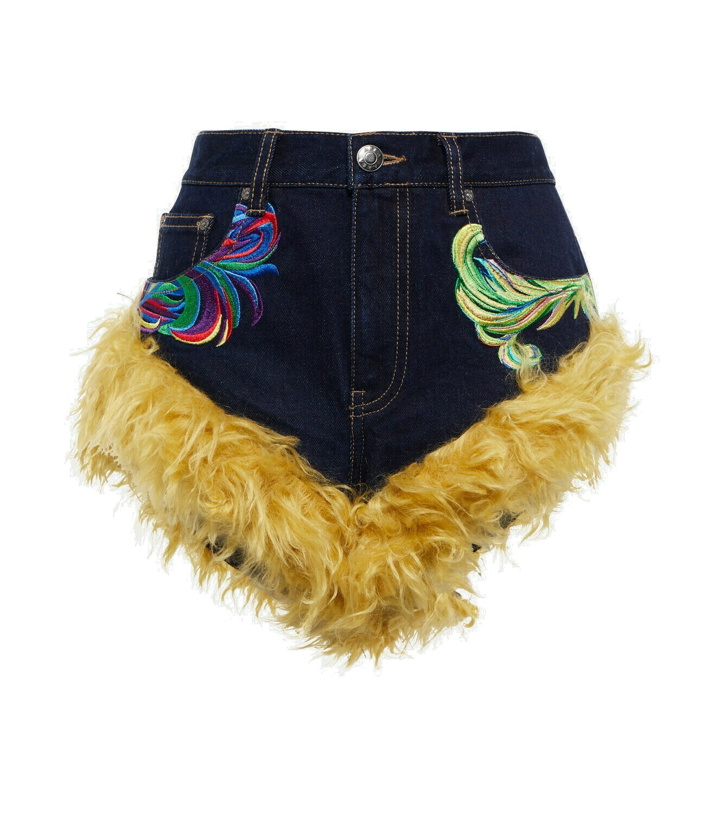 Photo: Area - Mohair fur-trimmed embroidered shorts