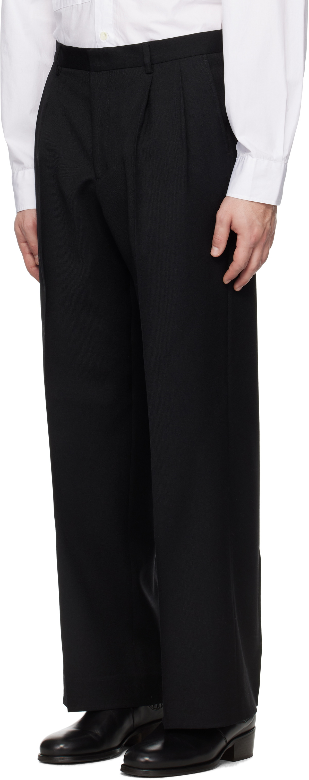 Sunflower Black Wide Pleated Trousers