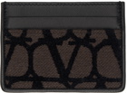 Valentino Garavani Brown Toile Iconographe Card Holder