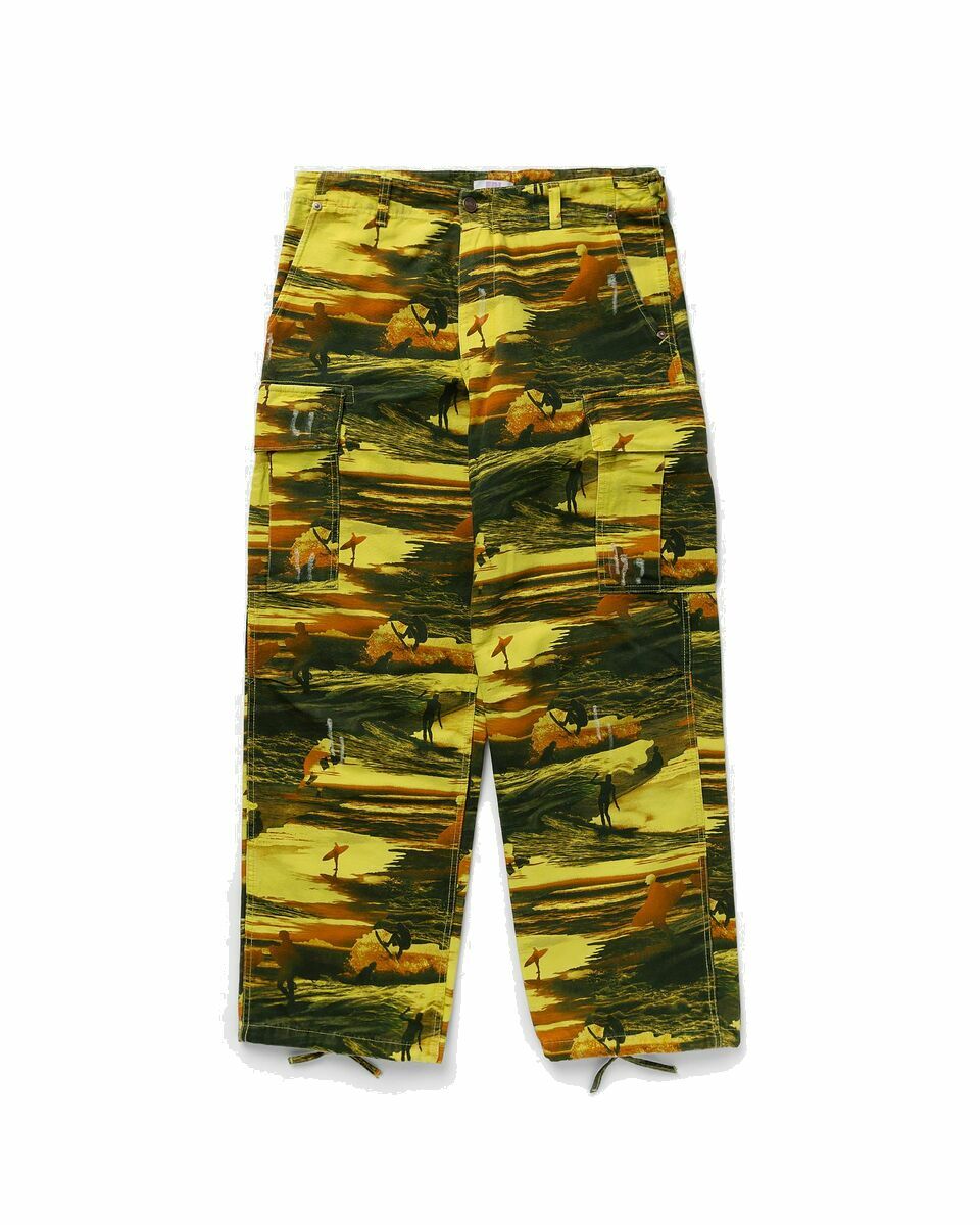 Photo: Erl Unisex Printed Cargo Pants Woven Yellow - Mens - Cargo Pants