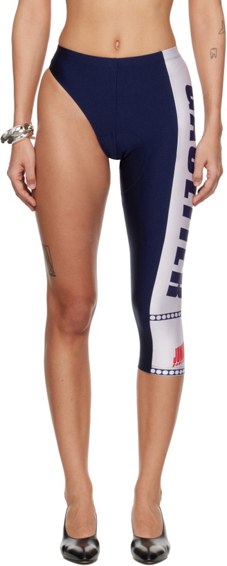 Photo: Jean Paul Gaultier Navy Asymetric Cyclist Printed 'Junior Gaultier' Leggings