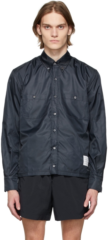 Photo: Thom Browne Navy Mesh & Ripstop Jacket