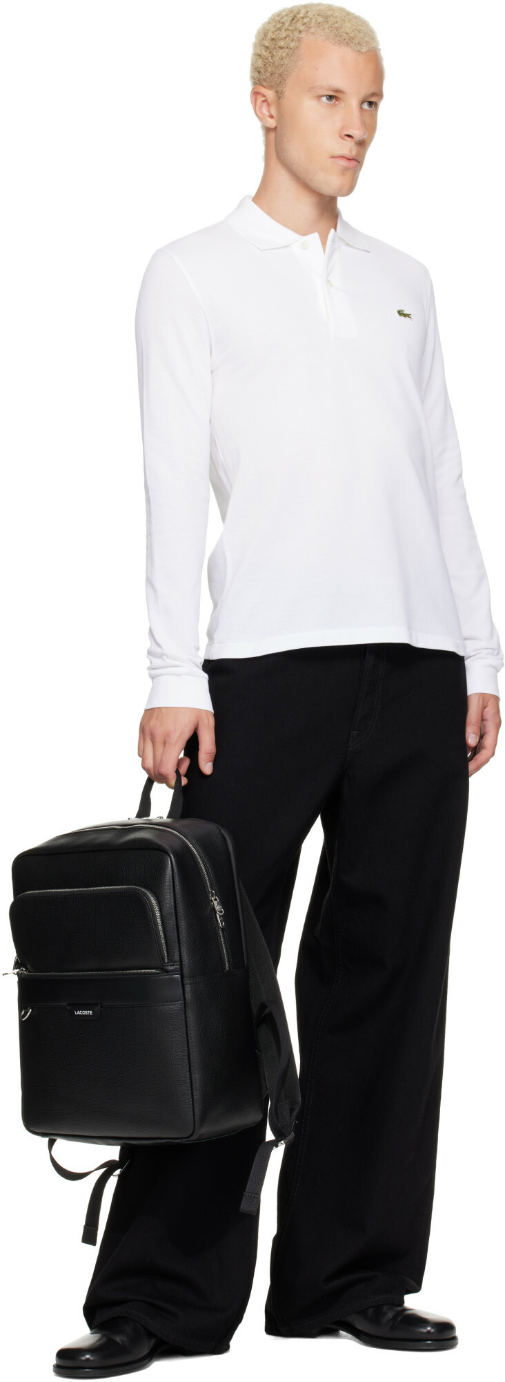 Lacoste Black Ossian Leather Backpack