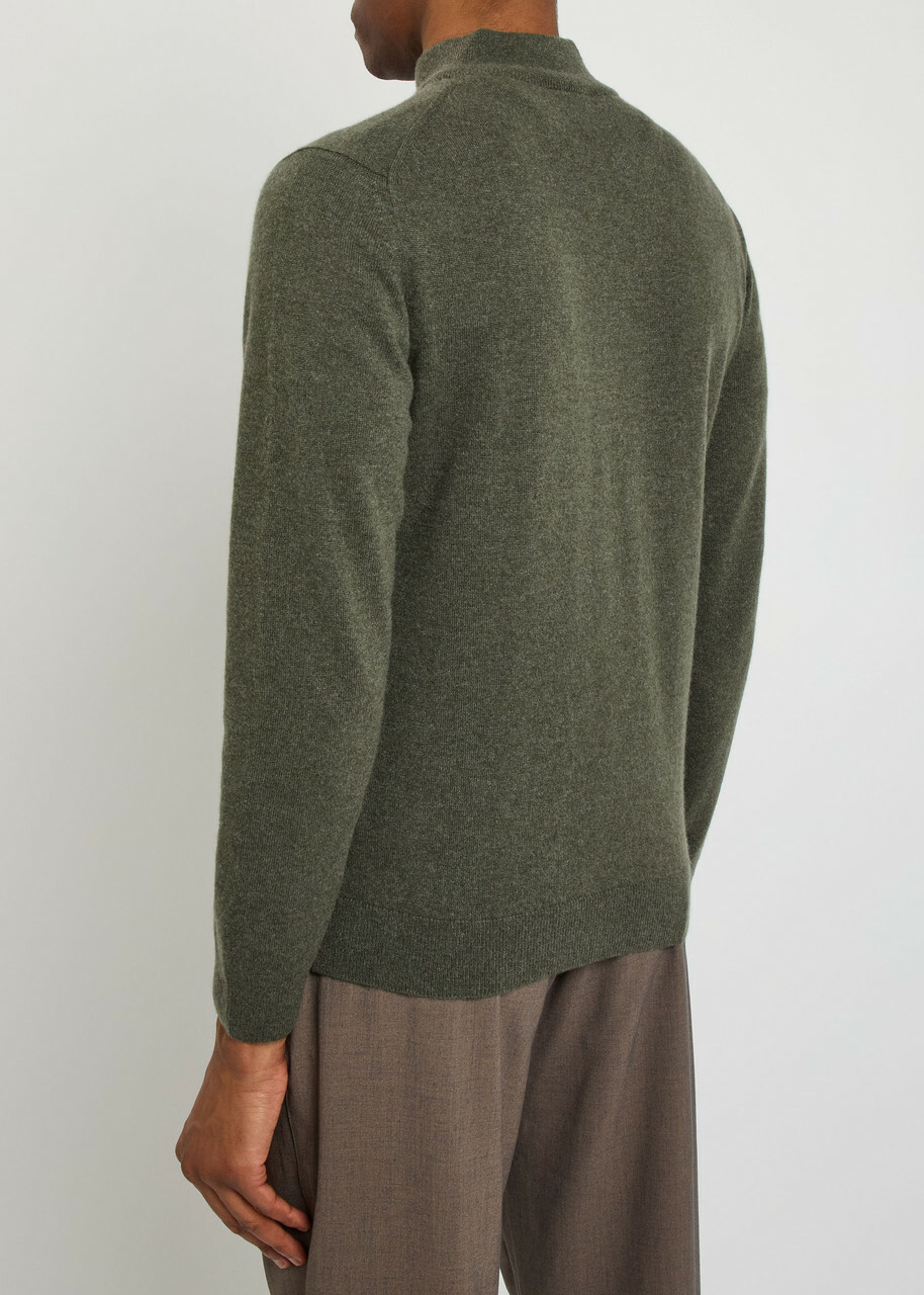 Sunspel Half-zip Cashmere Jumper Khaki