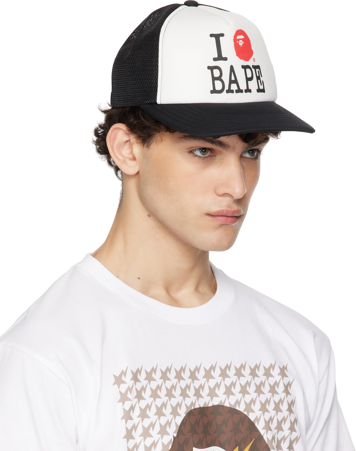 完売品*I LOVE BAPE MESH CAP ブラック BAPE White & Black 'I Love Bape' Mesh Cap A Bathing Ape