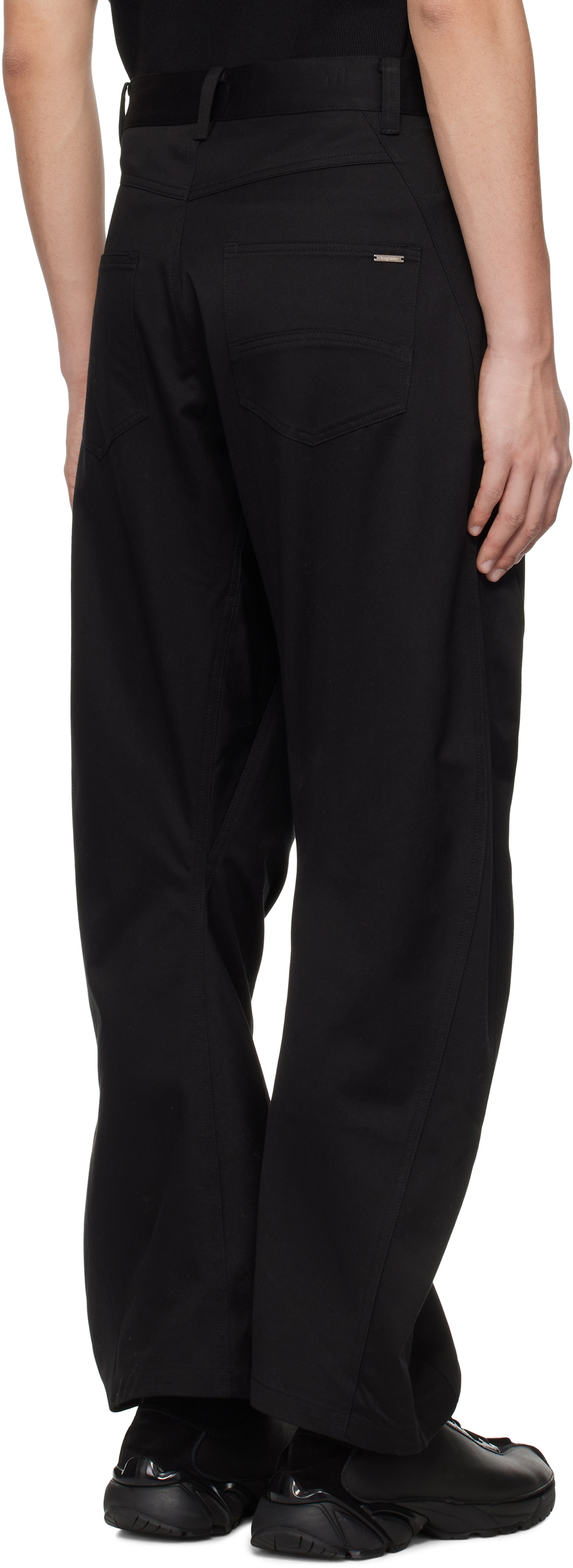 lesugiatelier Black Curved Silhouette Trousers
