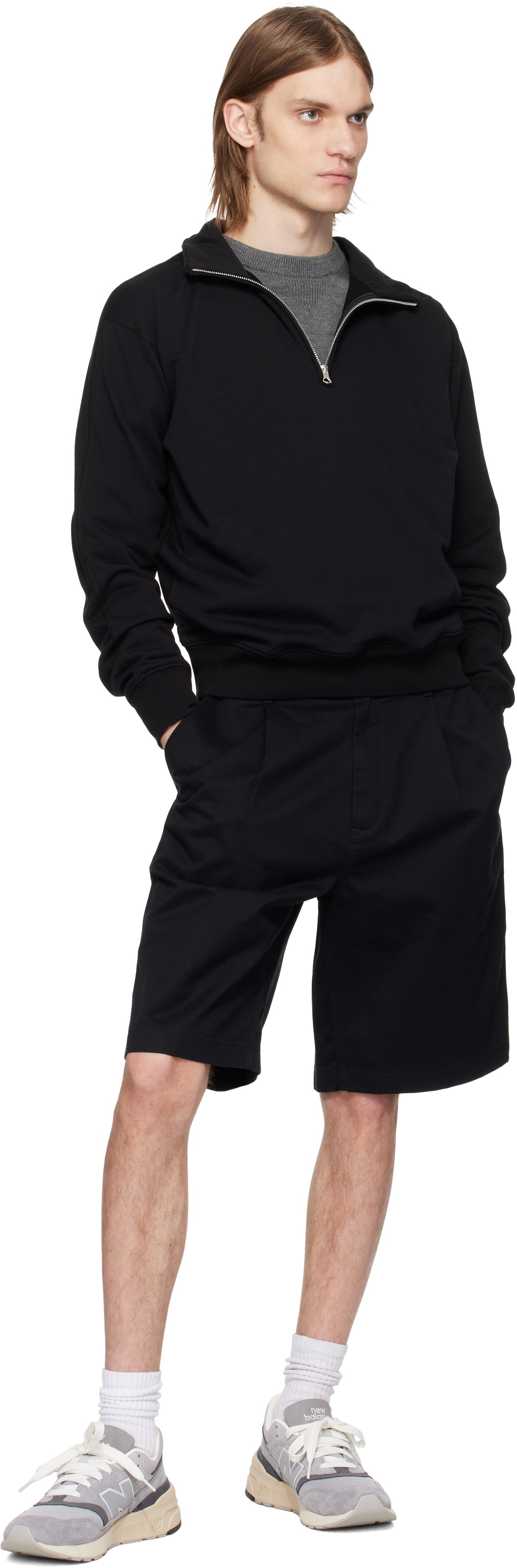 Reigning Champ Black Lightweight Terry Quarter Zip Vault Track Jacket