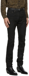 Saint Laurent Black Oily Coated Slim-Fit Jeans