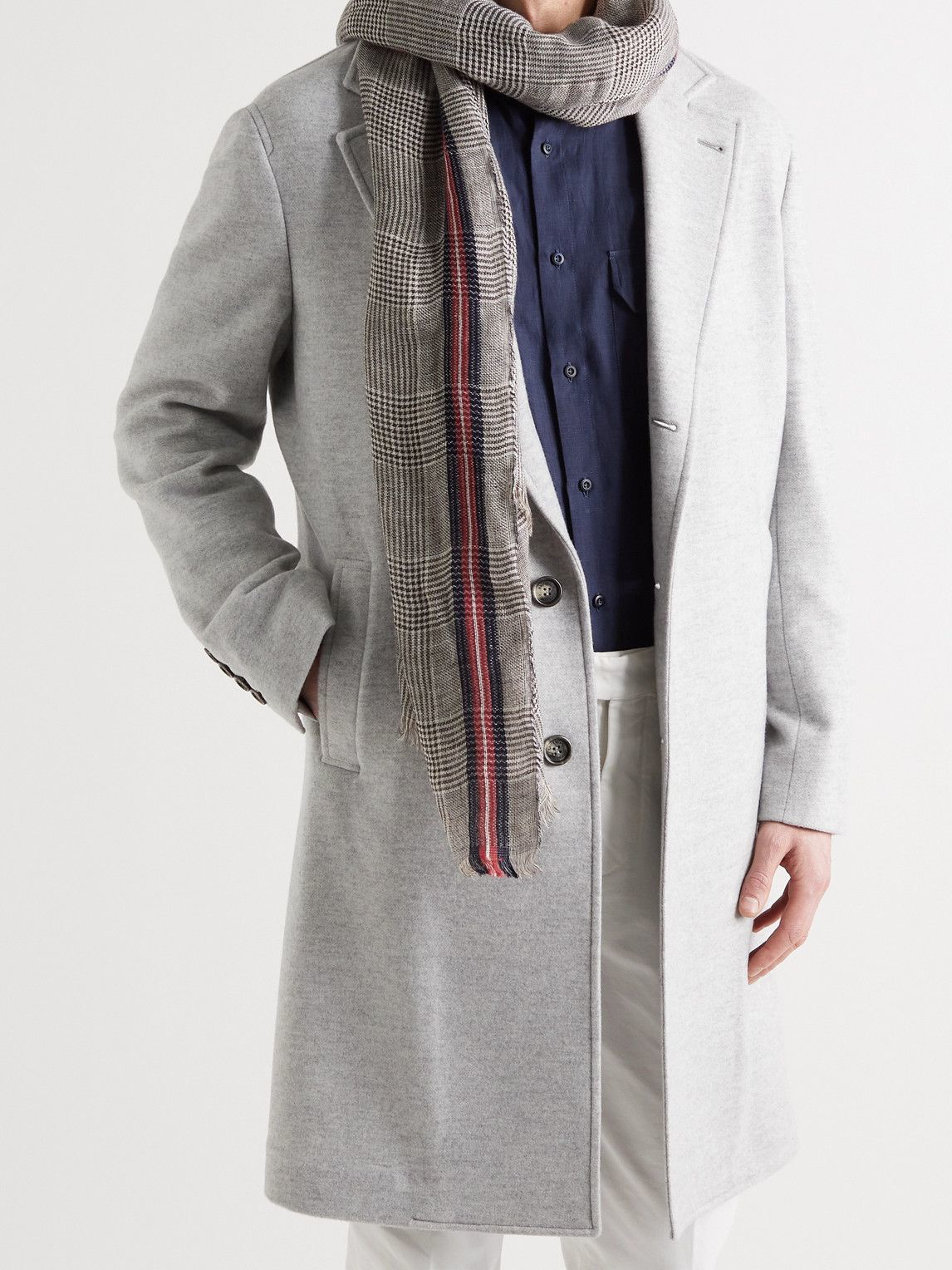 Brunello Cucinelli check-print cashmere scarf - Grey