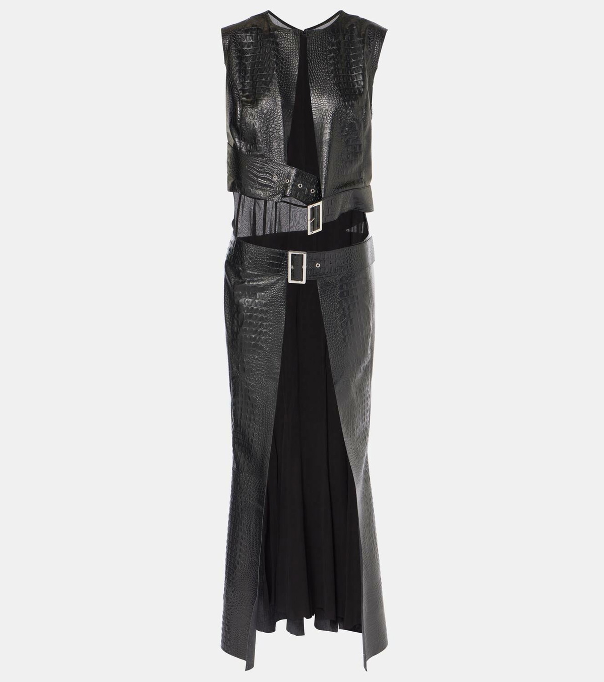 Junya Watanabe Snake-effect faux leather midi dress Junya Watanabe