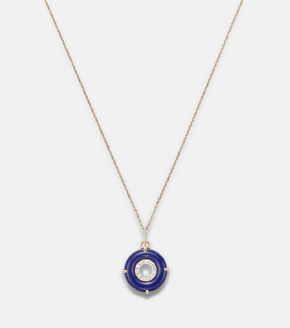 Mateo 14kt gold pendant necklace with lapis lazuli and diamonds