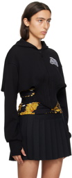 Versace Jeans Couture Black Embroidered Logo Hoodie