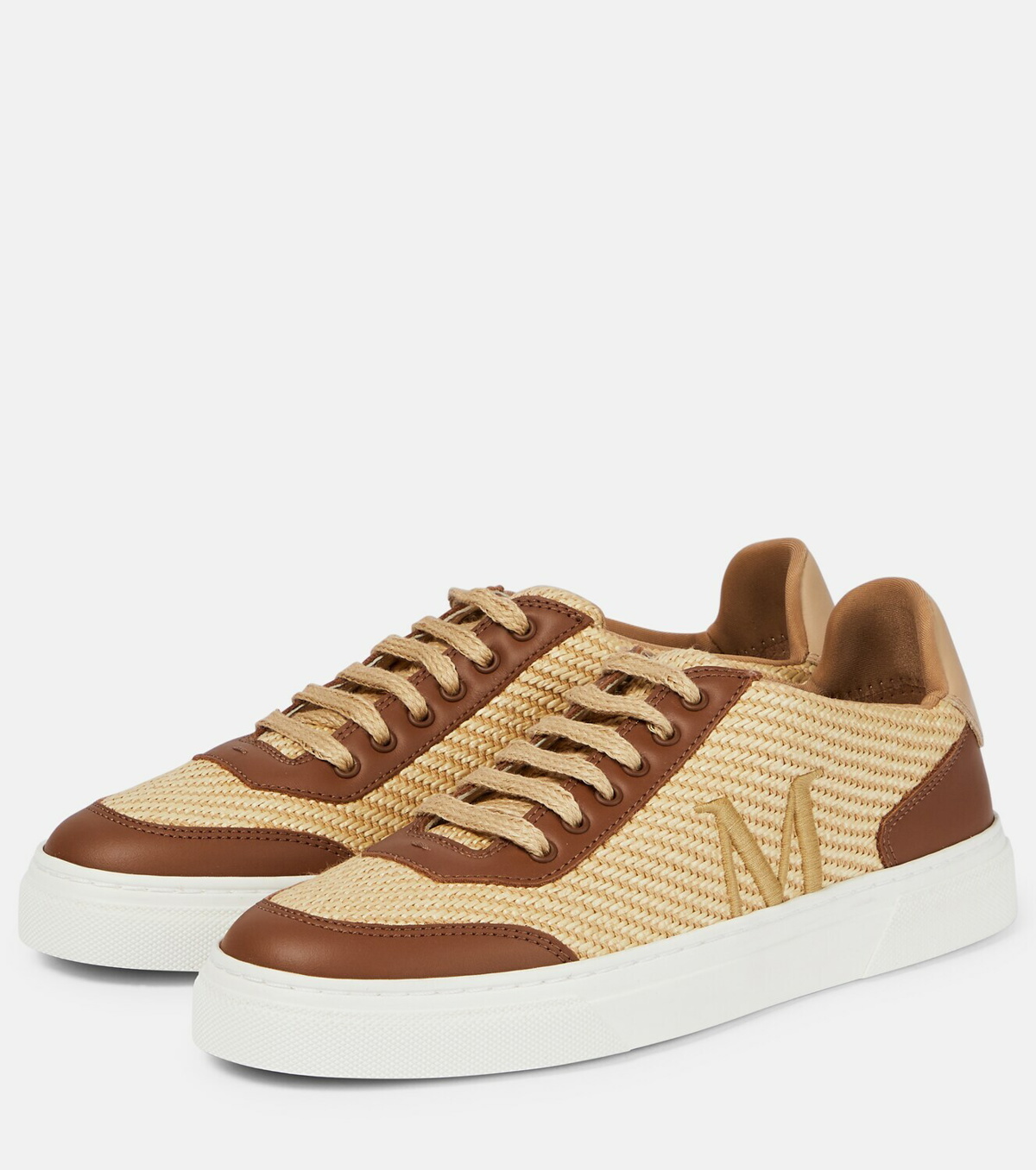 Damier Leather Sneakers in Brown - Max Mara