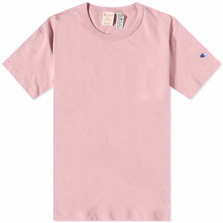 Photo: Champion Reverse Weave Men's Classic T-Shirt in Pink