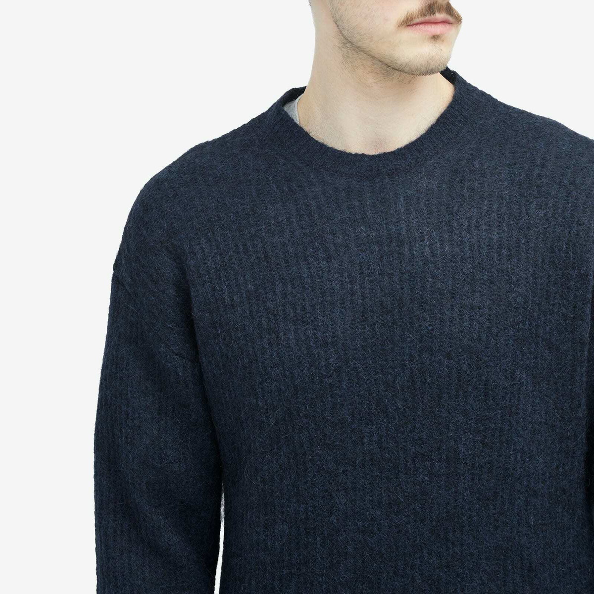 Merely Made Men's Melange Mohair Knit in Denim Blue