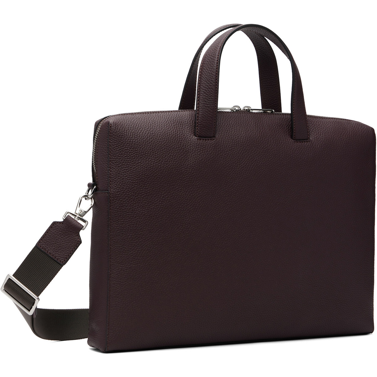 Paul Smith Burgundy Leather Double-Zip Folio Briefcase