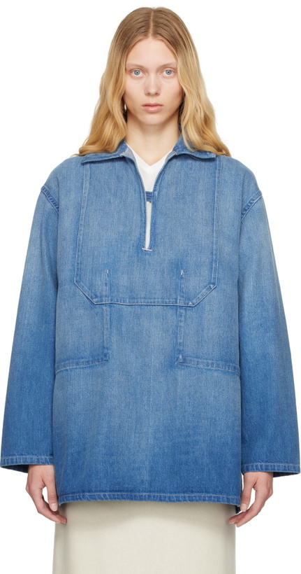 Photo: AURALEE Blue Selvedge Faded Light Denim Shirt