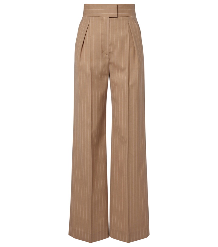 Photo: Valentino Pinstripe pleated wool wide-leg pants