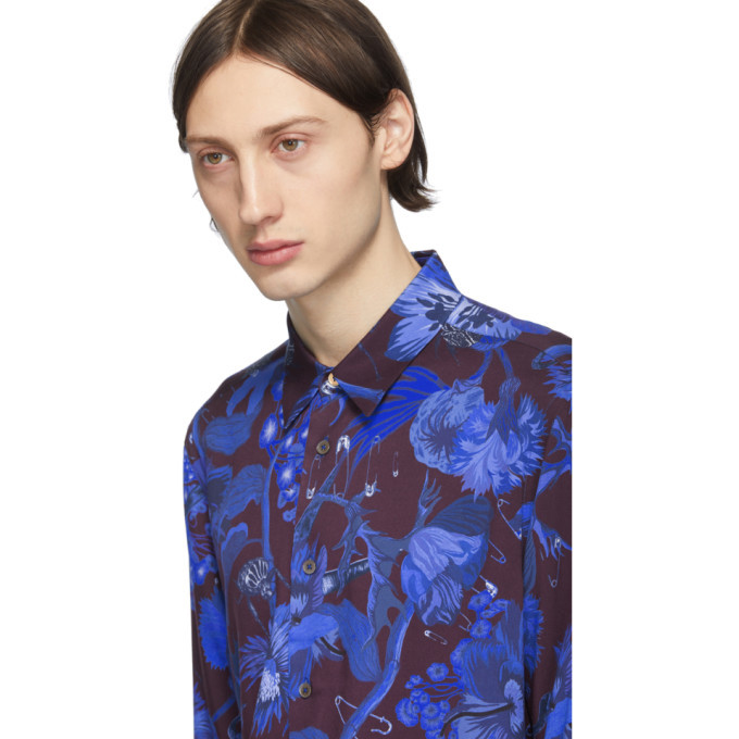 Paul Smith Blue and Burgundy Floral Goliath Shirt Paul Smith