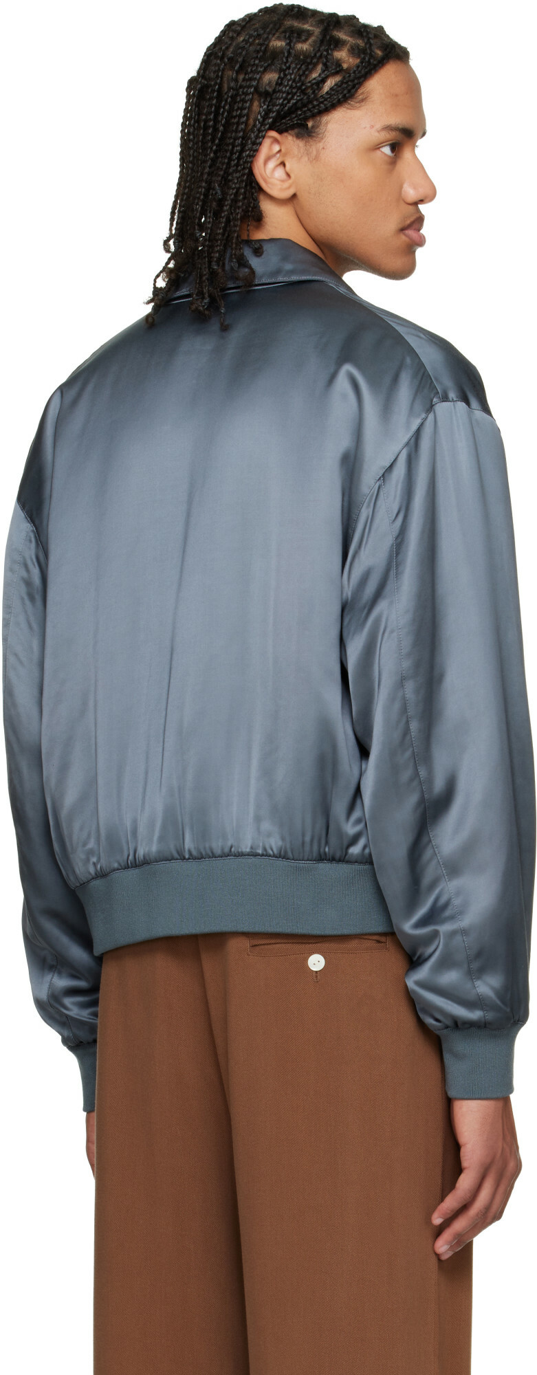 Second/Layer Gray Aces Satin Club Jacket