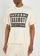 Satoshi Nakamoto Explicit Code Distressed Cotton T-shirt White