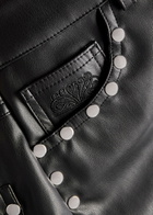 Never Fully Dressed Stud-embellished Faux Leather Trousers Black
