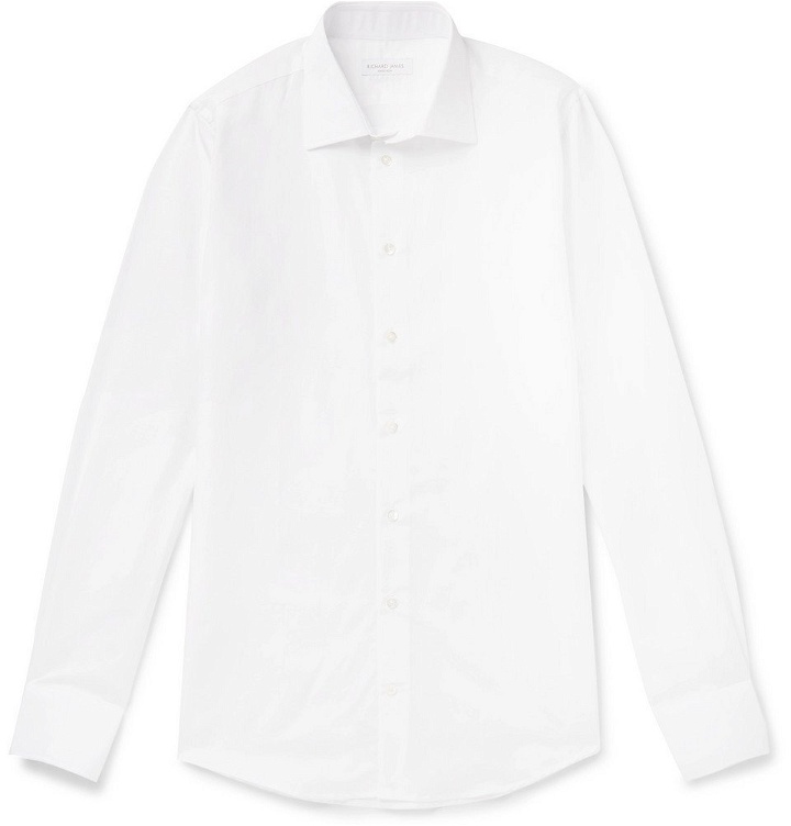Photo: Richard James - Slim-Fit Cotton and Linen-Blend Shirt - White