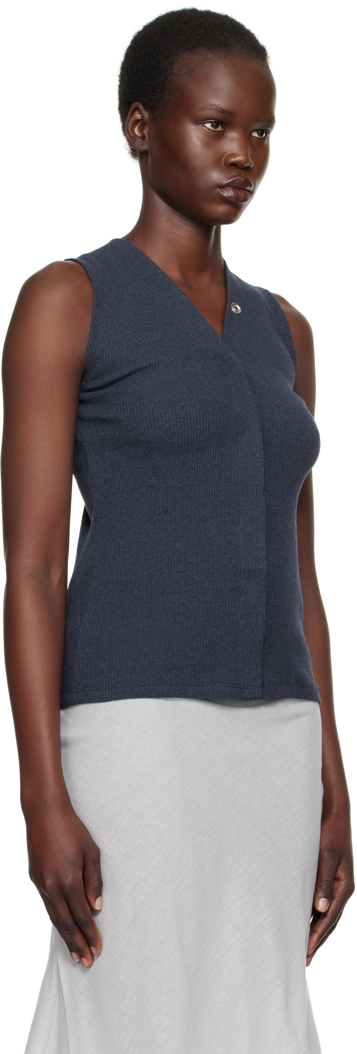 Baserange Navy Tav Snaps Tank Top Baserange