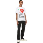 Comme des Garcons Play White and Red Multi Logo T-Shirt