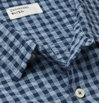 Universal Works - Camp-Collar Checked Cotton-Seersucker Shirt - Navy