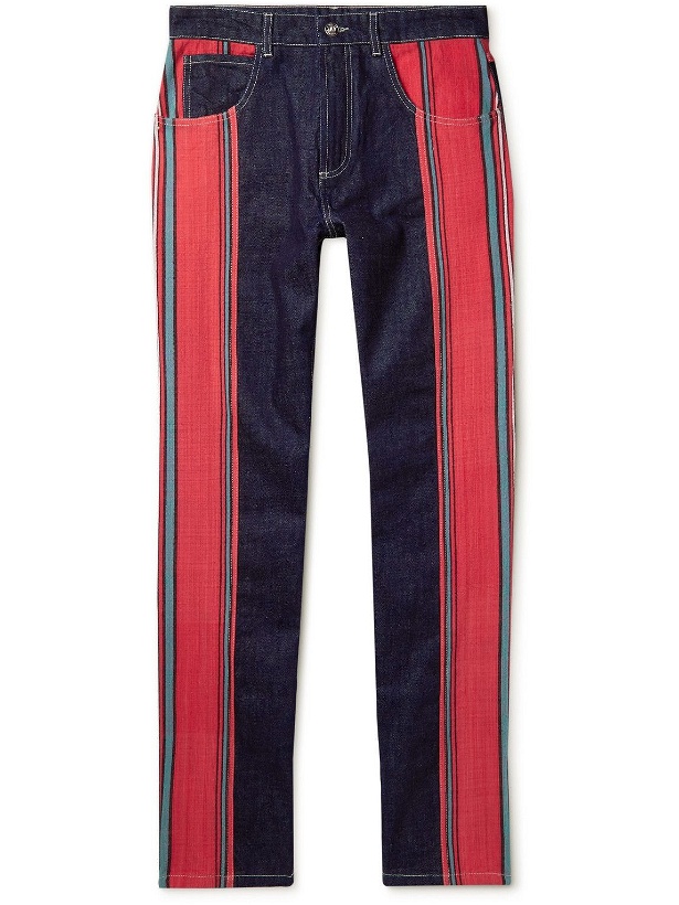 Photo: Wales Bonner - Cotonou Straight-Leg Striped Panelled Jeans - Blue