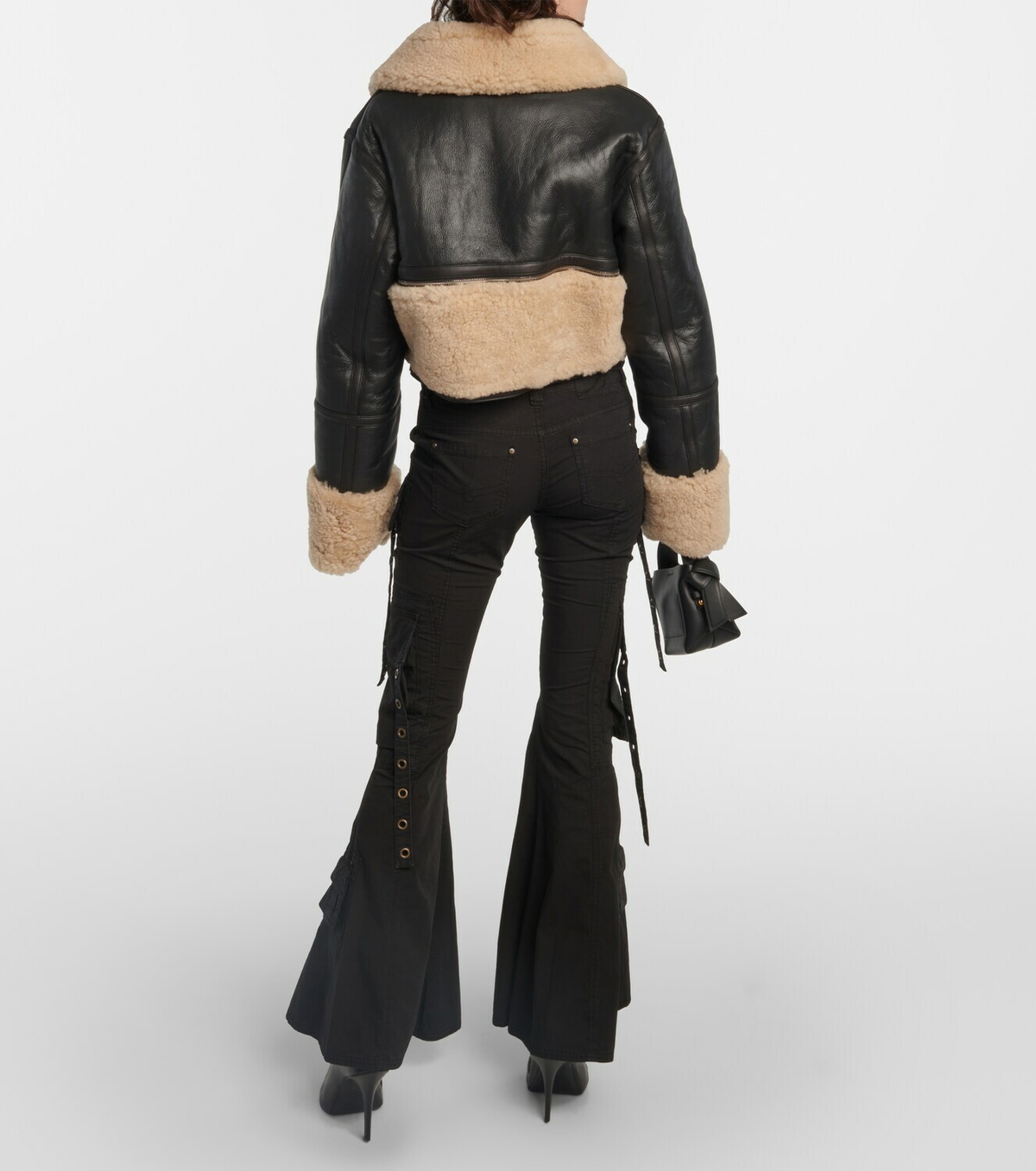 Dion Lee Reversible leather and shearling cropped jacket
