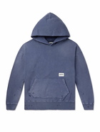 Neighborhood - Distressed Logo-Appliquéd Cotton-Jersey Hoodie - Blue