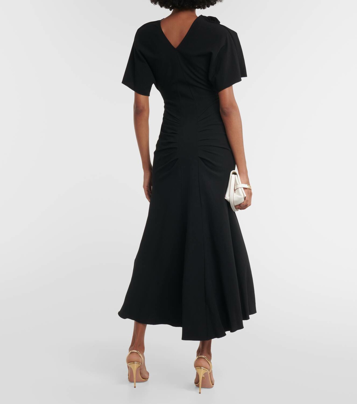 Victoria Beckham Asymmetric wool-blend crêpe maxi dress