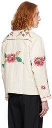 Bode White Embroidered Long Sleeve Shirt