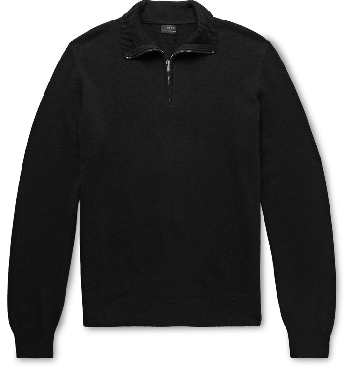 Photo: J.Crew - Everyday Cashmere Half-Zip Sweater - Black